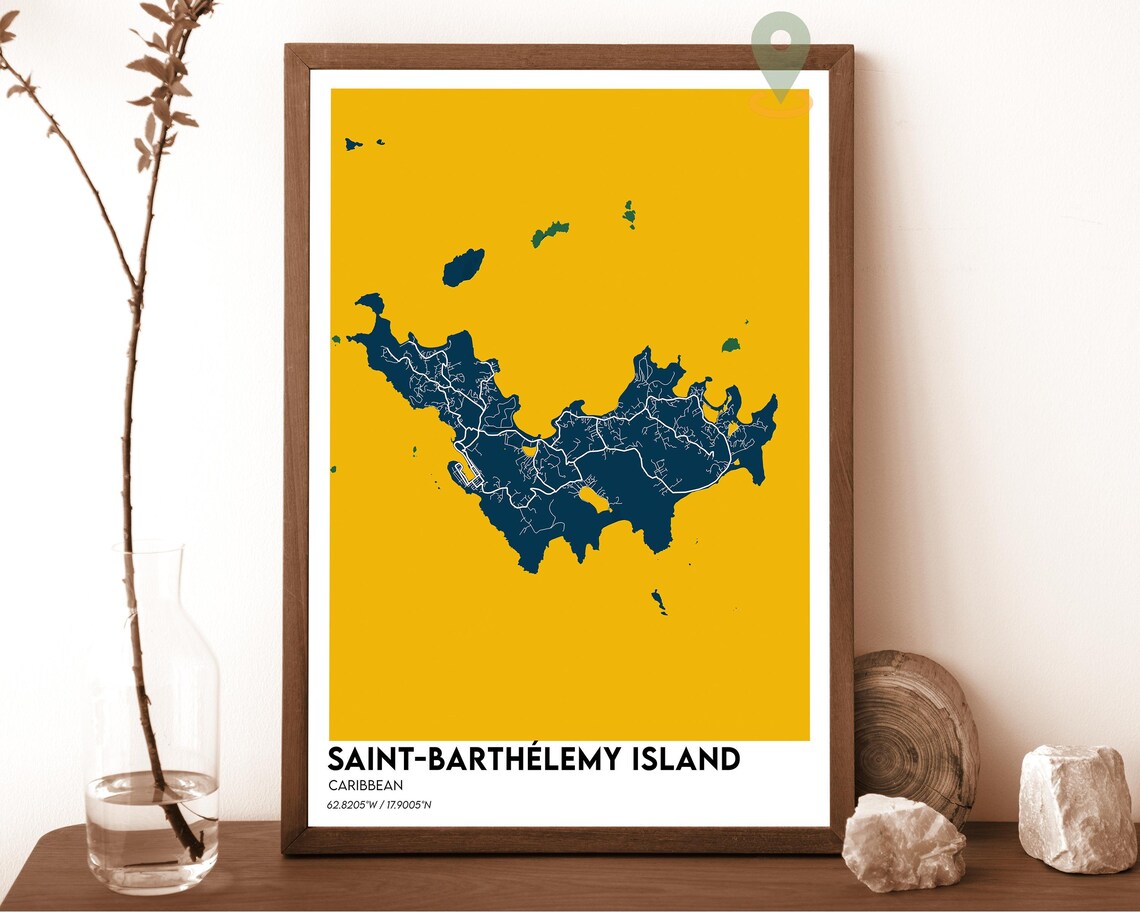 Saint Barthelemy Island Caribbean Sea Map Modern Travel Poster - Image 6