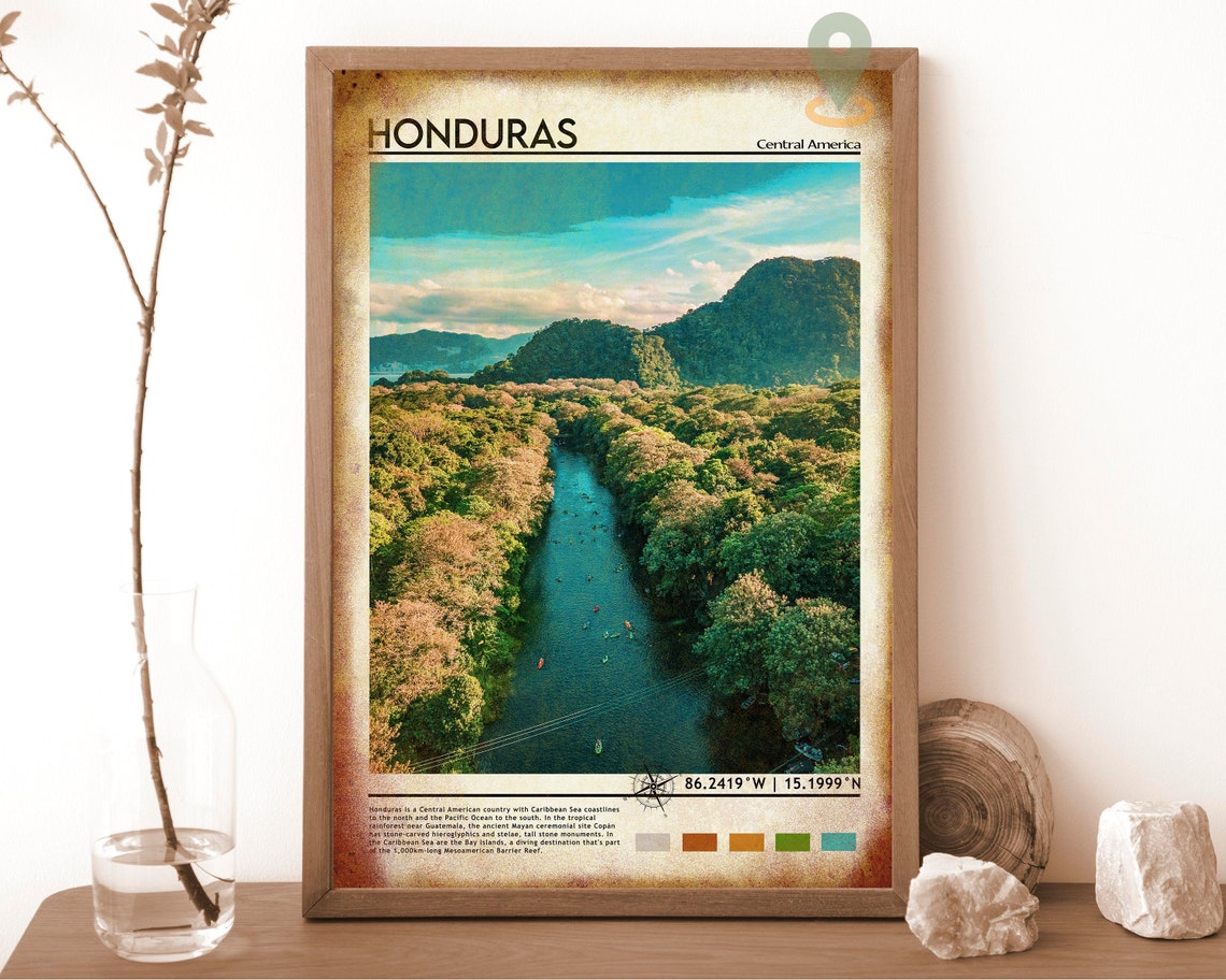 Honduras Print Vintage Poster Honduras Wall Art Honduras Poster Honduras Photo Honduras Poster Print Honduras Poster - Image 6