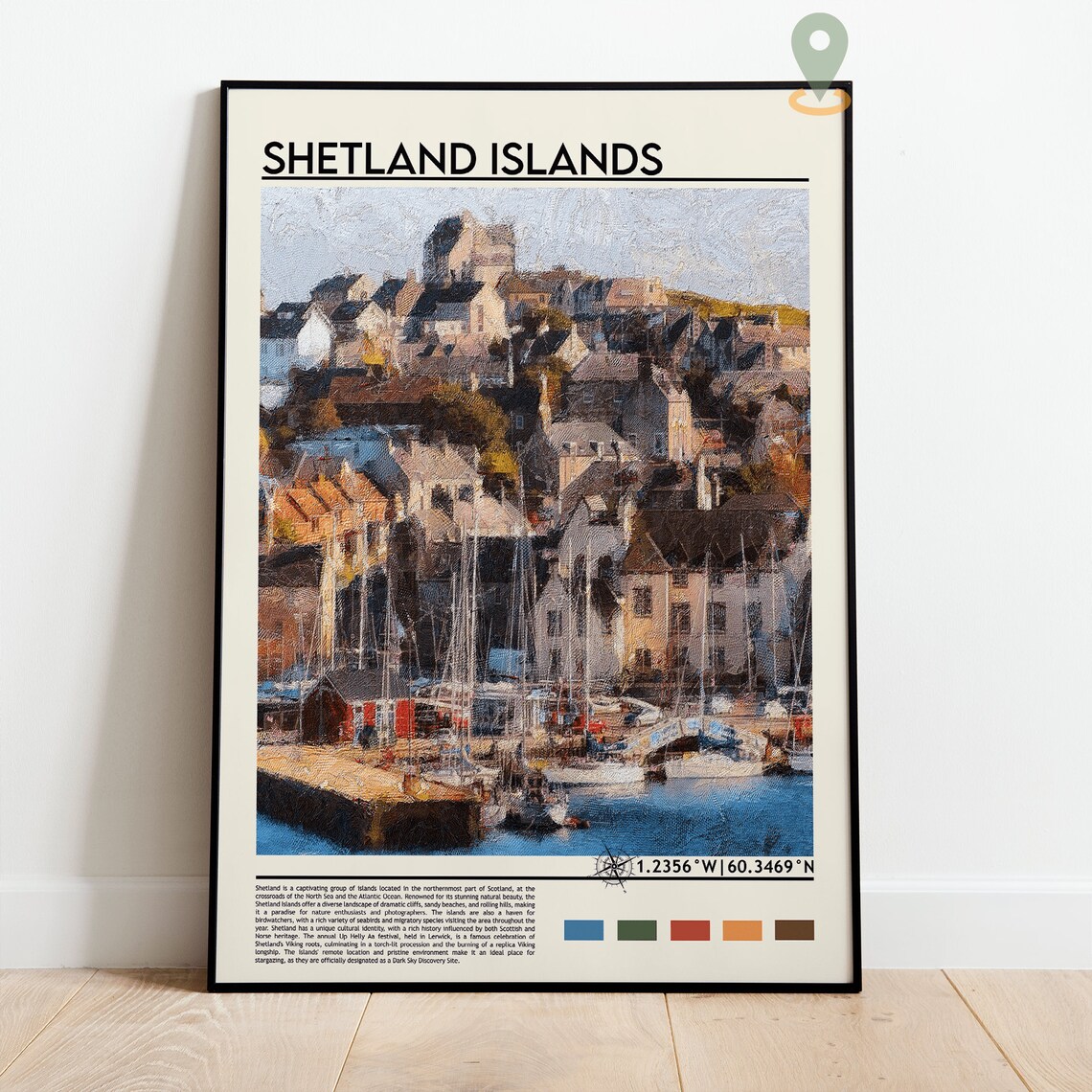 Shetland Islands Scotland Lerwick Harbor Sailboat Art Poster - Image 3