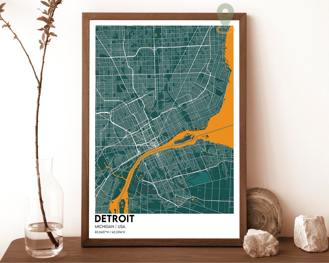 Detroit Map Detroit Map Print Detroit Personalized Map Detroit Wall Art Detroit Travel Poster Detroit Poster Detroit Michigan Poster - Image 4