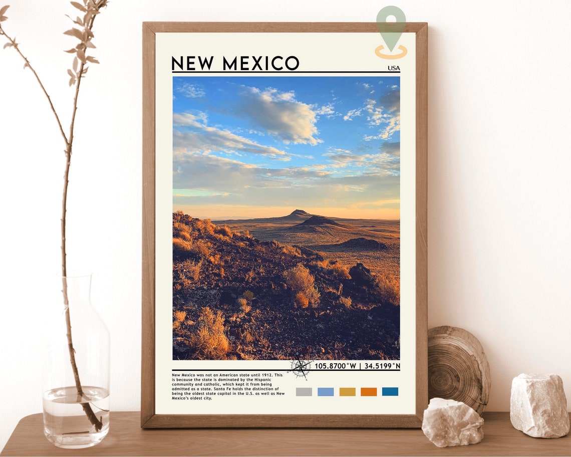 New Mexico Travel Poster New Mexico Print New Mexico Wall Art New Mexico Vintage Poster New Mexico United States Poster Print