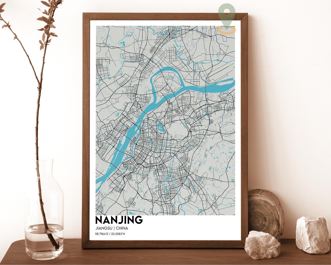 Nanjing Map Nanjing Map Print Nanjing Wall Art Nanjing Travel Poster Nanjing Poster Nanjing Photo Nanjing City Map Nanjing China Art - Image 2