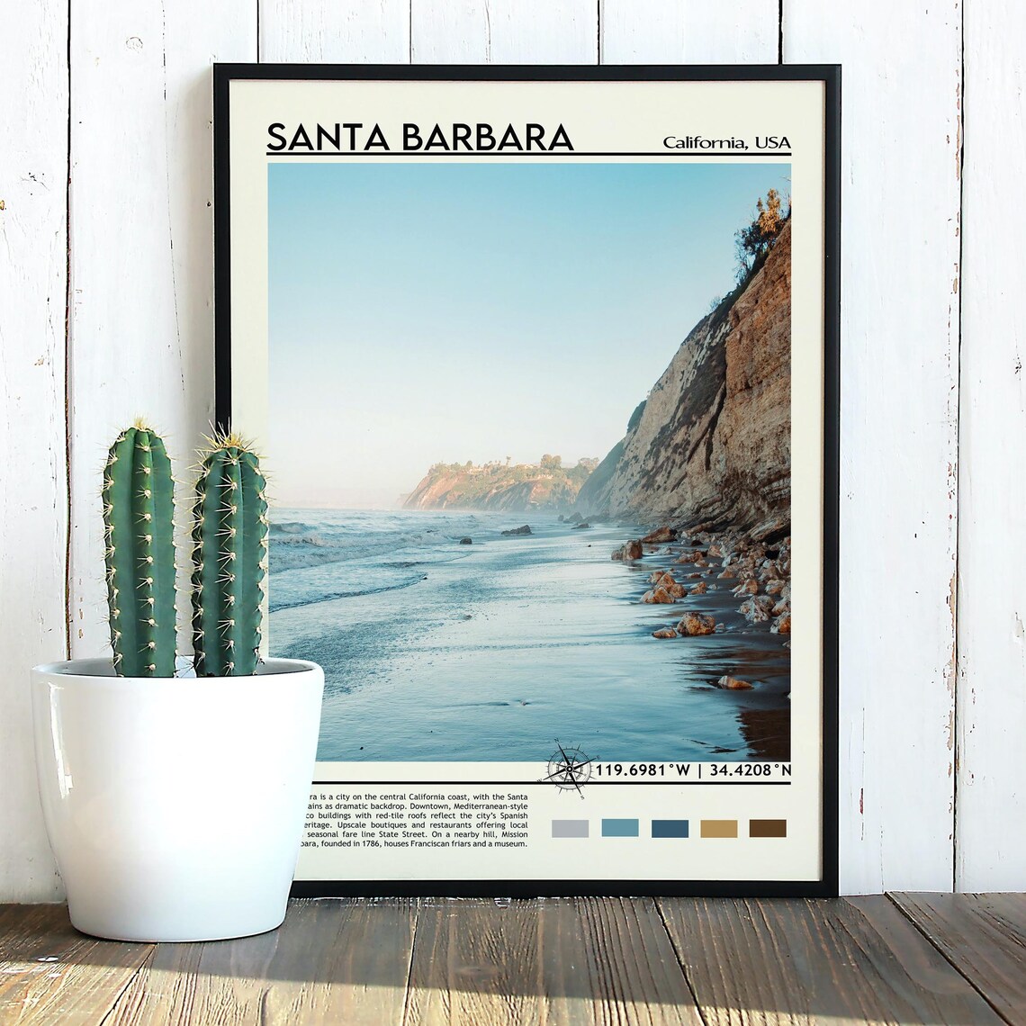 Santa Barbara California Beach Cliffs Travel Photo Poster Home Decor - Image 5