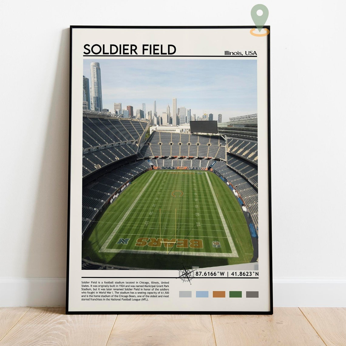 Soldier Field Print Soldier Field Poster Soldier Field Wall Art Soldier Field Travel Soldier Field Art Print Soldier Field Artwork - Image 5