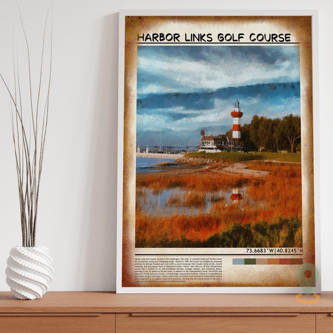 Harbor Links Golf Course Lighthouse Wetland Reflection Poster - Image 3