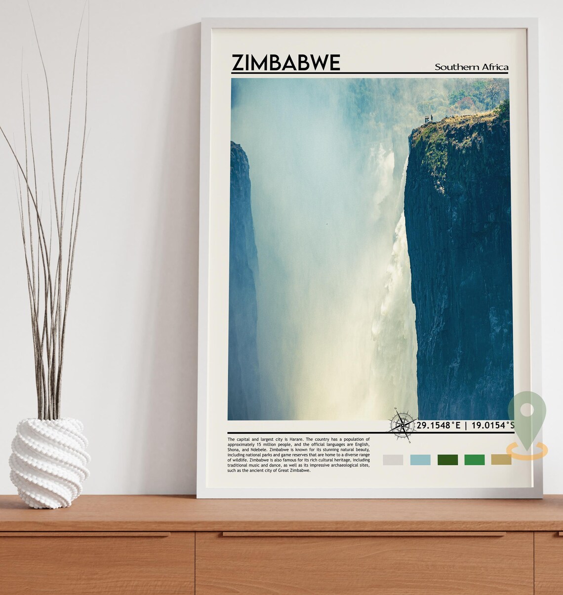 Zimbabwe Victoria Falls Misty Gorge Cliffs Southern Africa Poster - Image 5