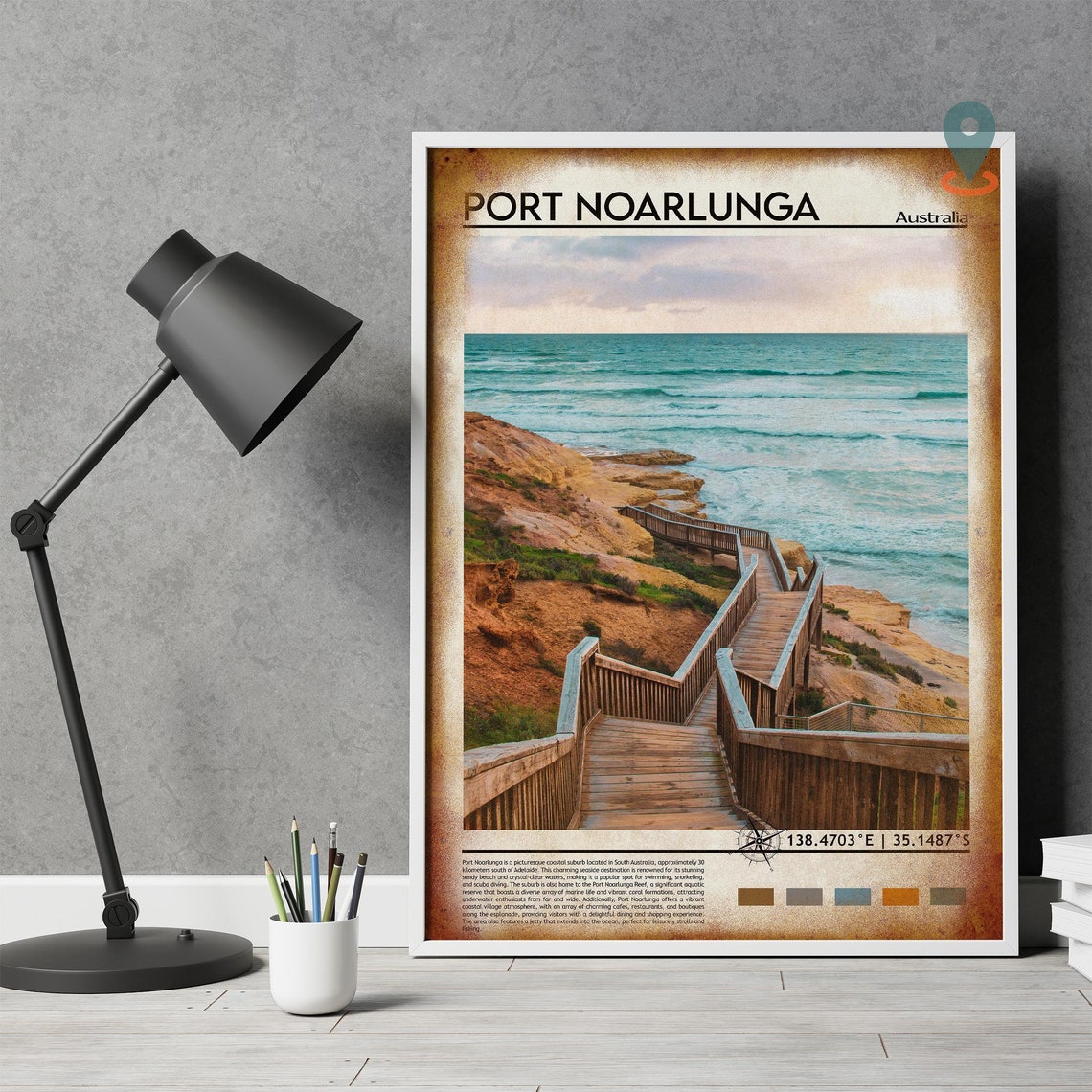 Port Noarlunga Australia Coastal Boardwalk Beach Ocean Photo Poster - Image 4