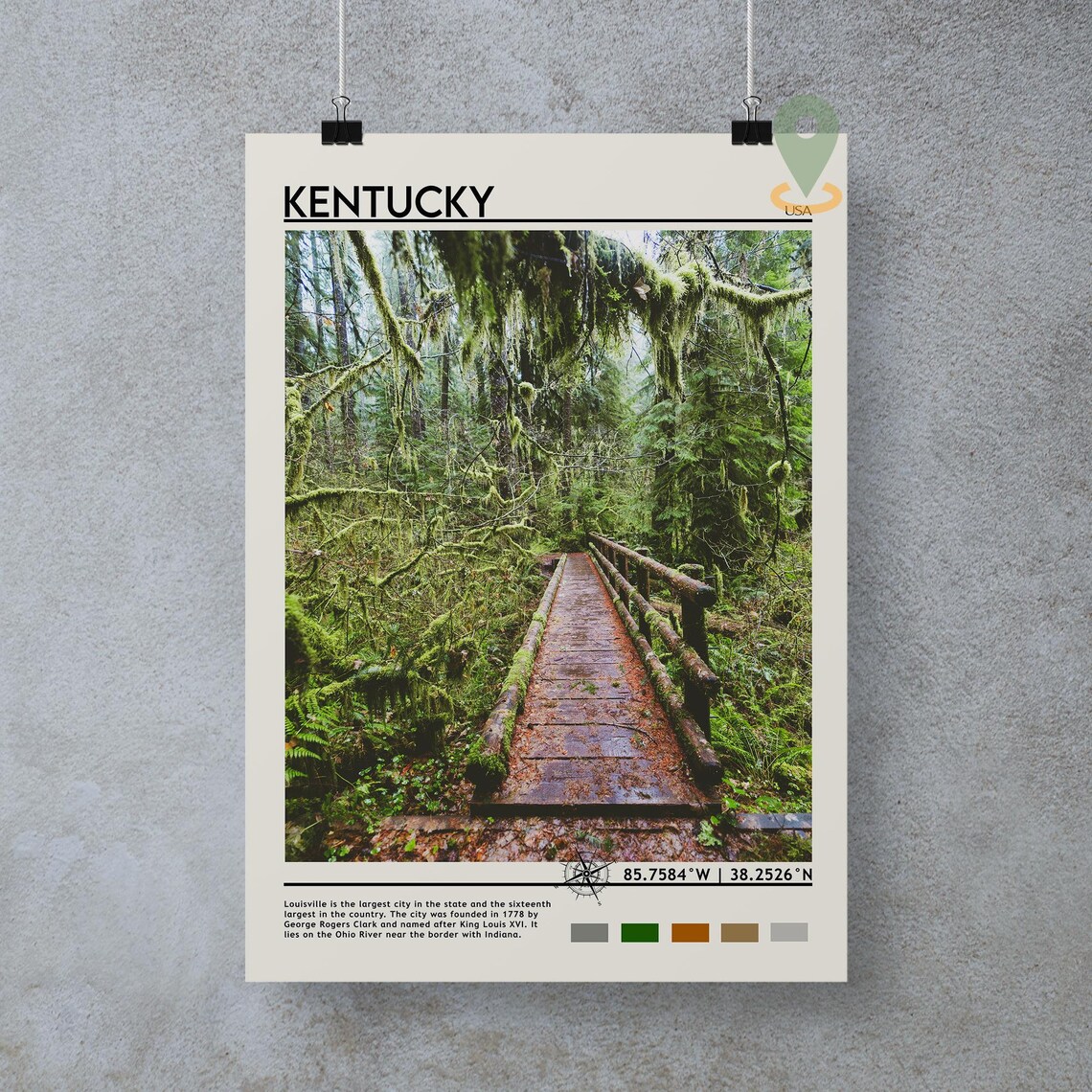 Kentucky USA Mossy Forest Boardwalk Nature Photo Home Decor Poster - Image 4