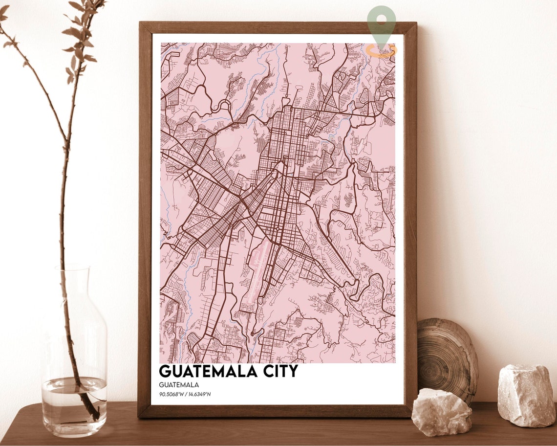 Guatemala City Guatemala Red Street Map Bold Modern Art Poster - Image 4