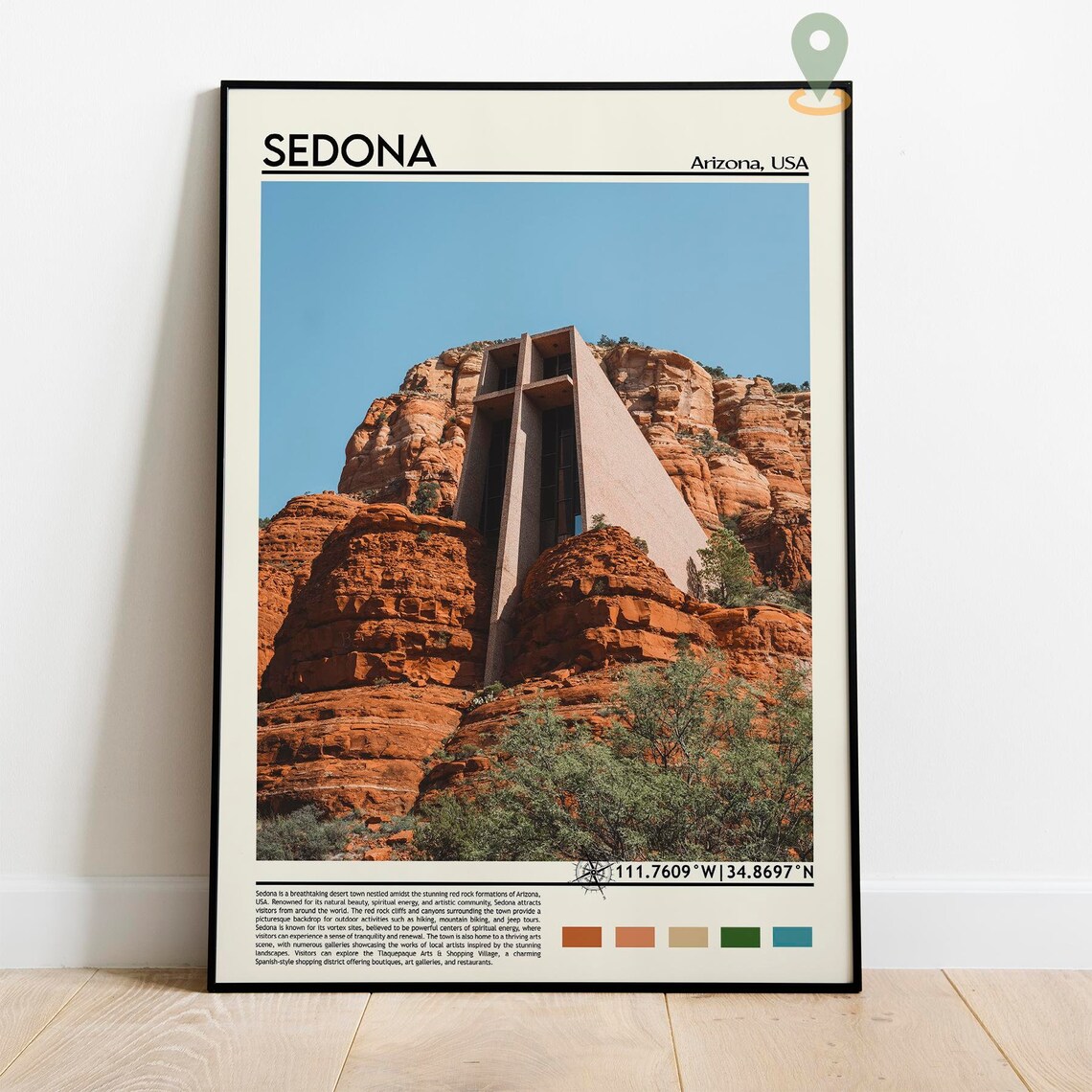 Sedona Arizona Chapel of the Holy Cross Red Rocks Travel Poster - Image 3