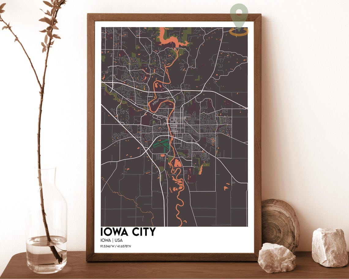 Iowa City Map Iowa City Map Print Iowa City Wall Art Iowa City Travel Poster Iowa City Poster Iowa City Photo Iowa City City Map - Image 6