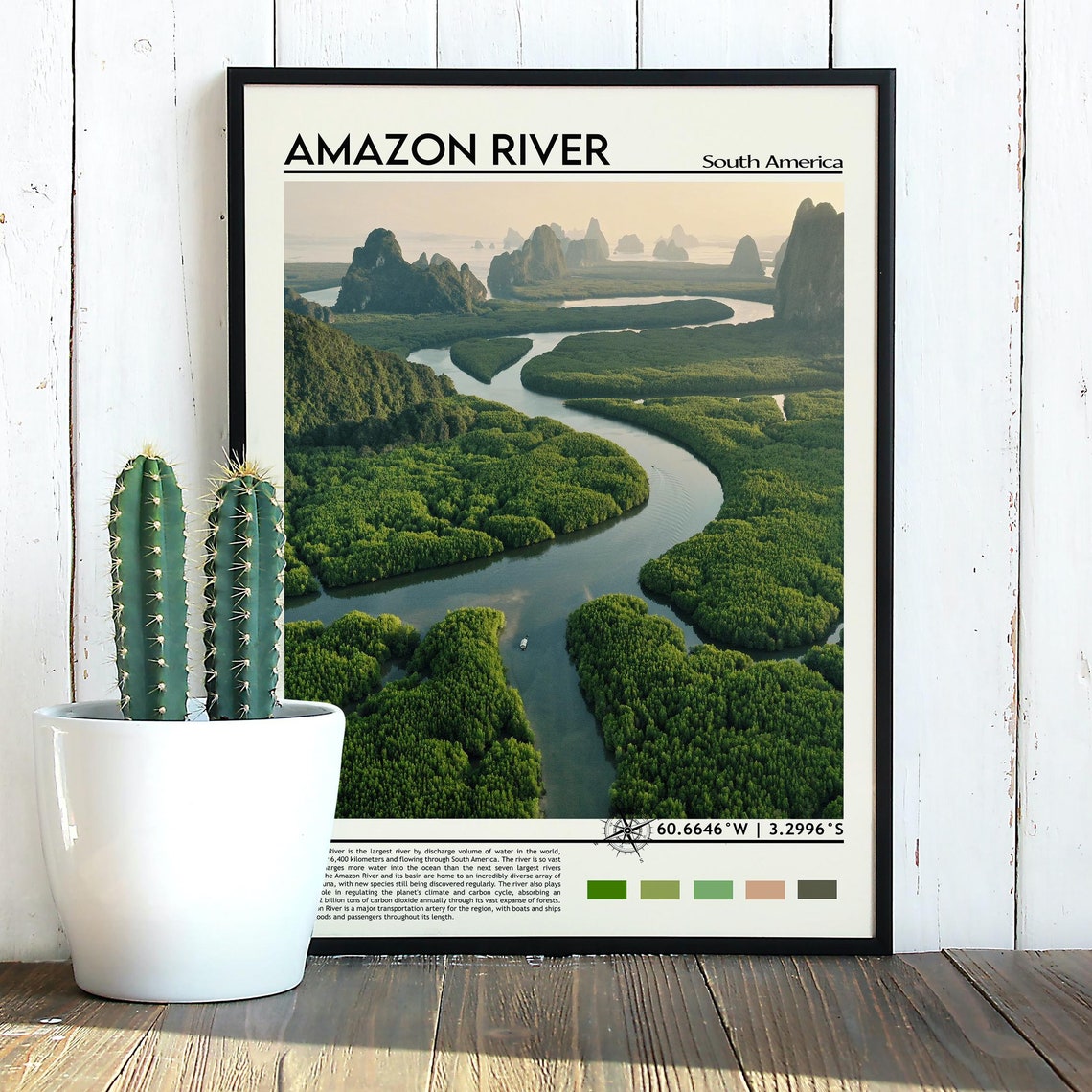 Amazon River South America Winding Rainforest Aerial Nature Poster - Image 2