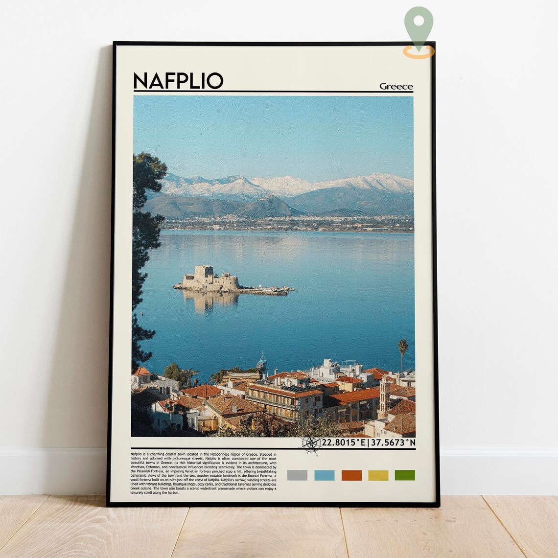 Nafplio Greece Coastal Town Fortress Island Harbor Travel Poster - Image 2
