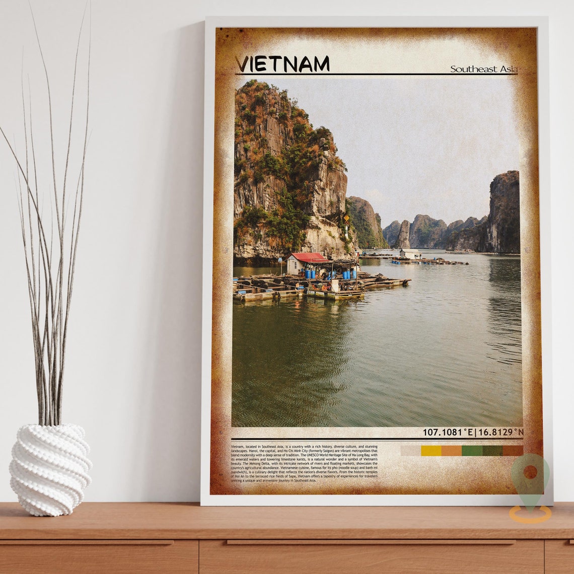 Vietnam Ha Long Bay Floating Village Limestone Karsts Poster - Image 3