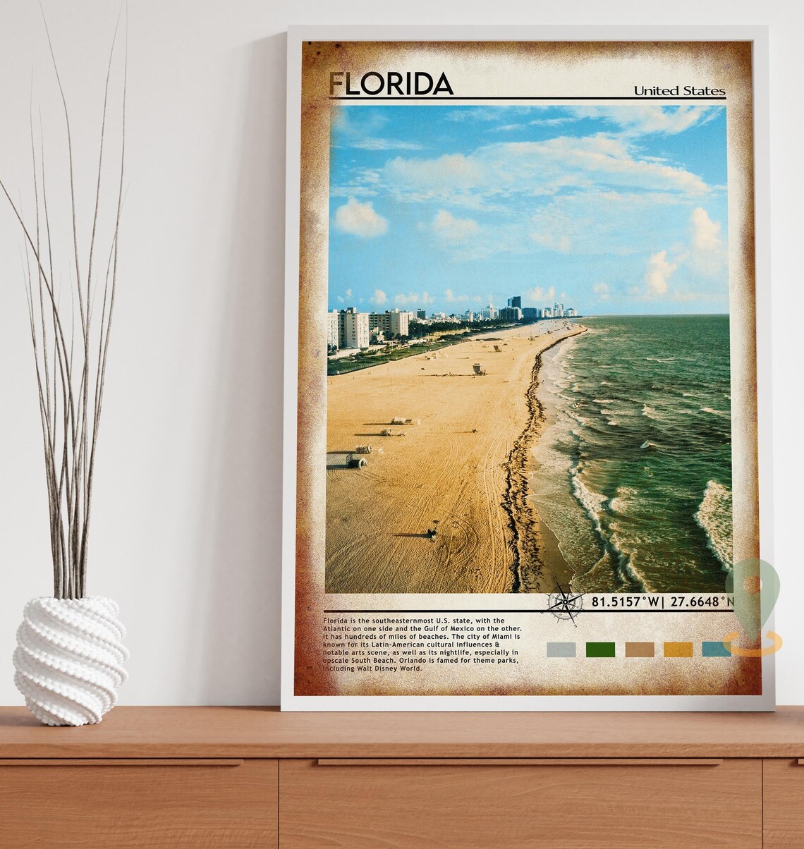 Florida United States Beach Coastline Aerial Photo Travel Poster - Image 5