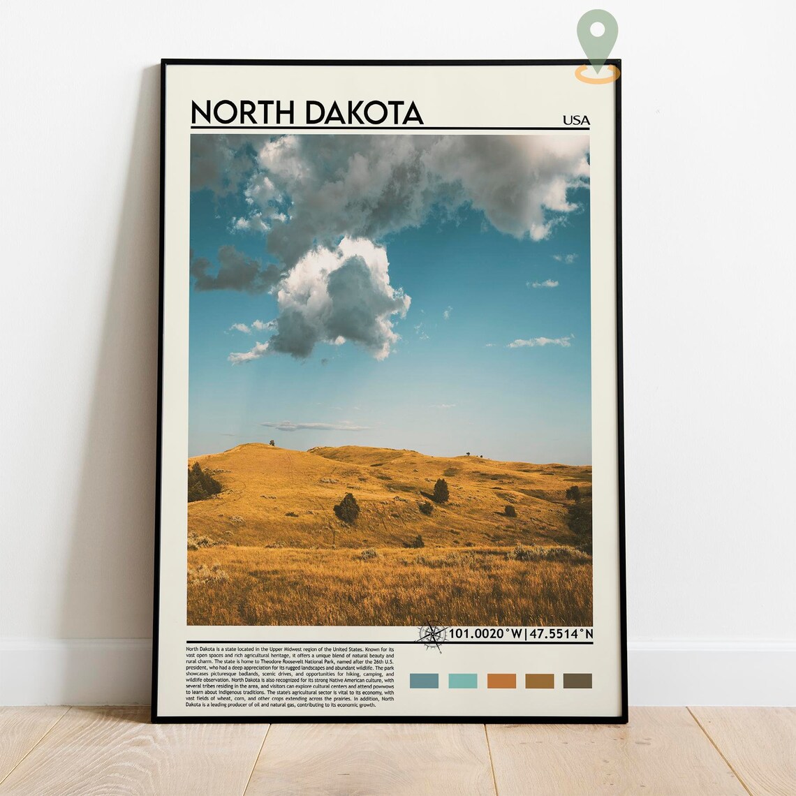 North Dakota USA Golden Prairie Hills Under the Big Sky Poster - Image 3