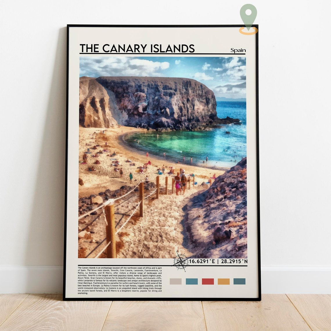 Canary Islands Spain Rocky Cove Beach Cliffs Travel Photo Poster - Image 5