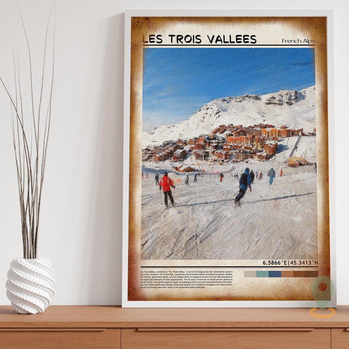 Les Trois Vallees French Alps Ski Village Bustling Slopes Poster - Image 4
