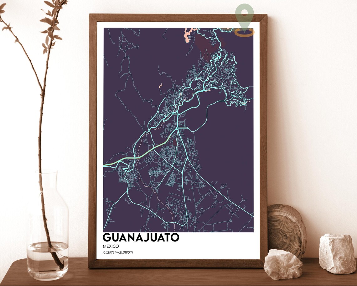 Guanajuato Mexico Crimson Red Minimalist City Map Home Decor Poster - Image 3