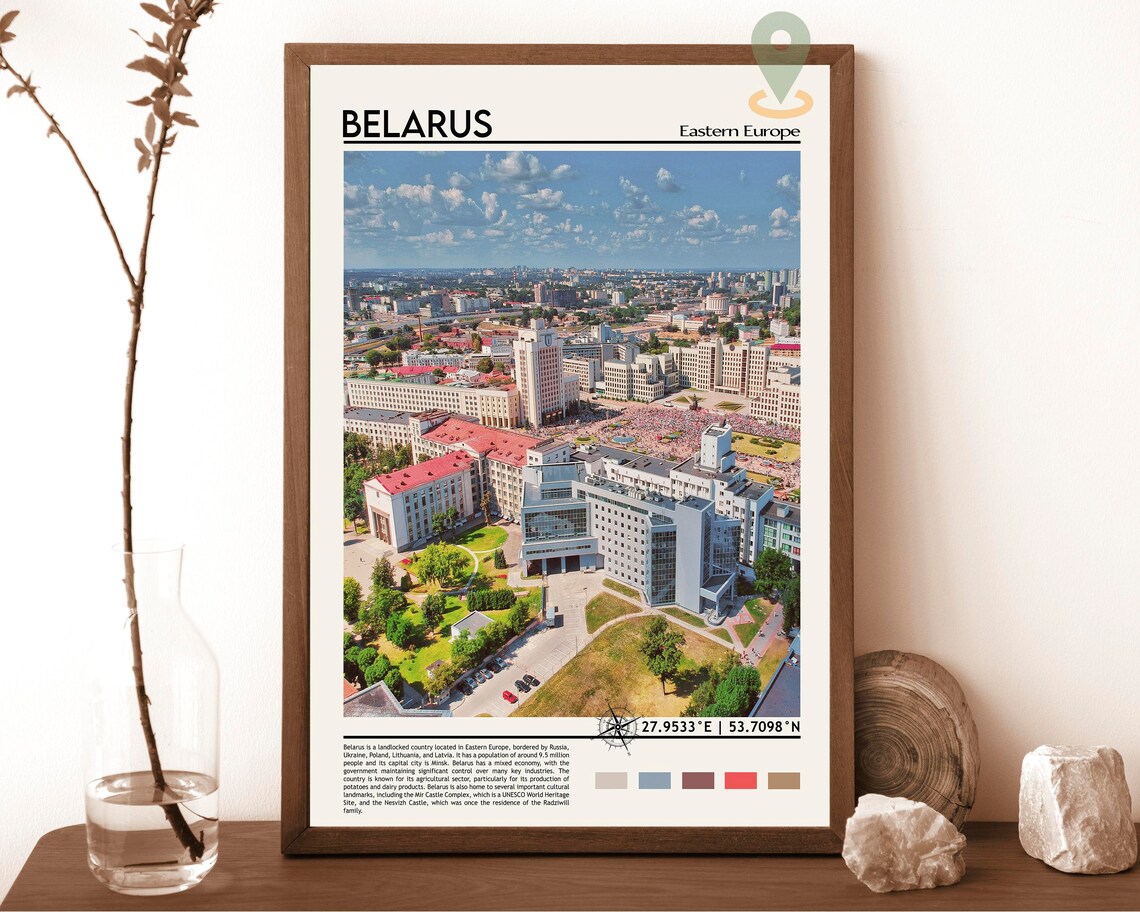 Belarus Eastern Europe Grand City Aerial Travel Photo Poster