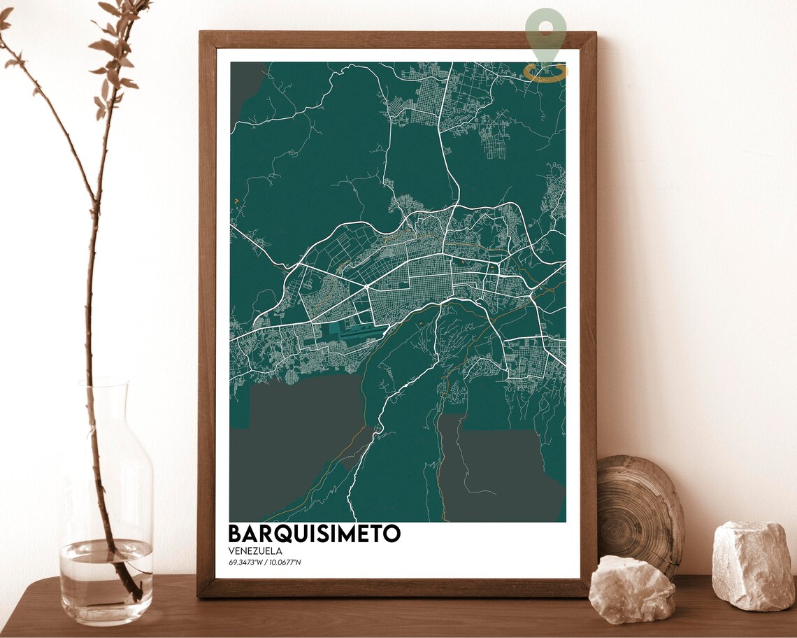 Barquisimeto Venezuela Vintage Sepia Antique City Map Poster - Image 4