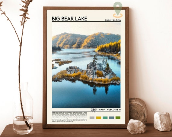 Big Bear Lake Travel Poster Big Bear Lake Wall Art Big Bear Lake Poster Print Big Bear Lake Photo Big Bear Lake Decor California Usa