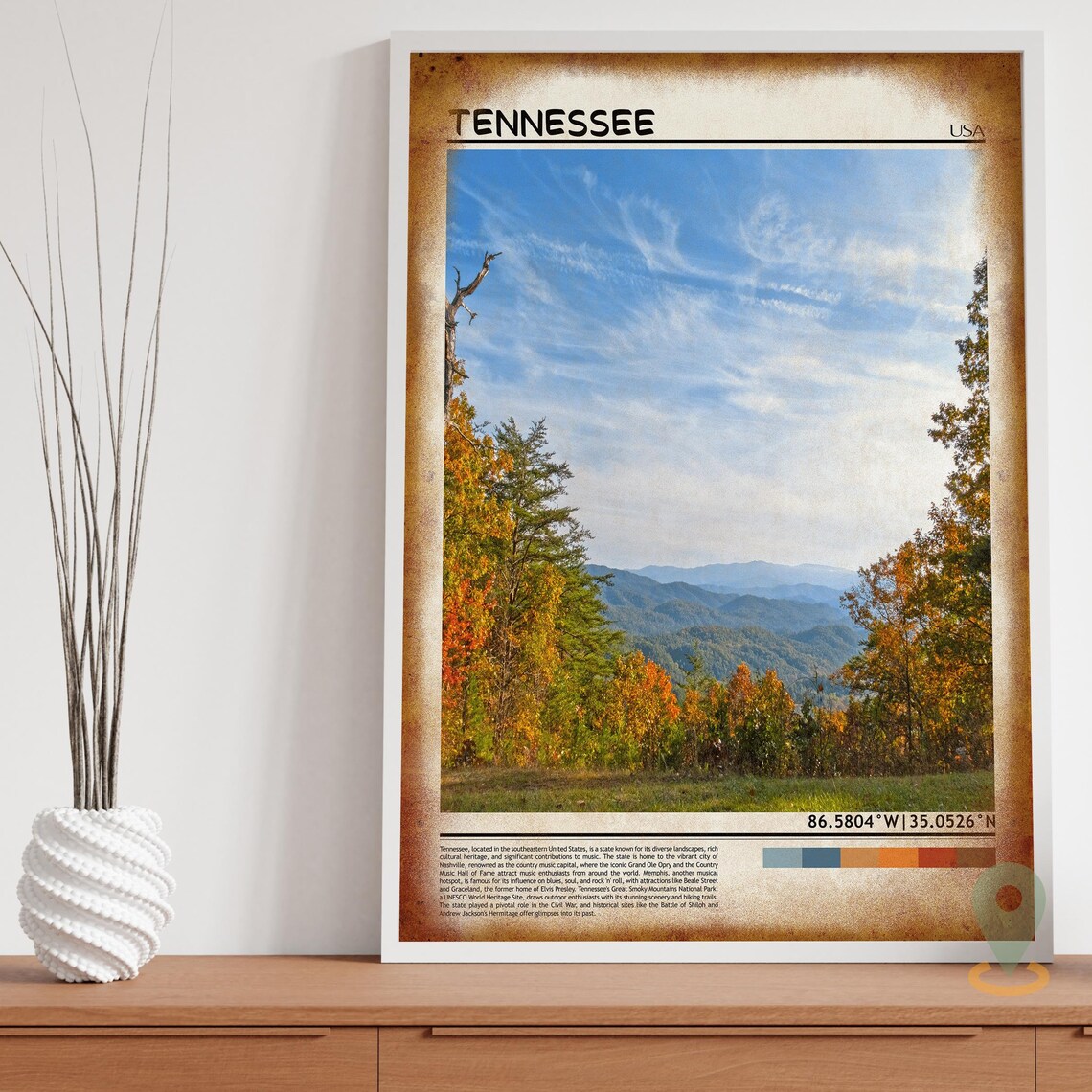 Tennessee Smoky Mountains Fall Colors Autumn Forest View Poster - Image 3