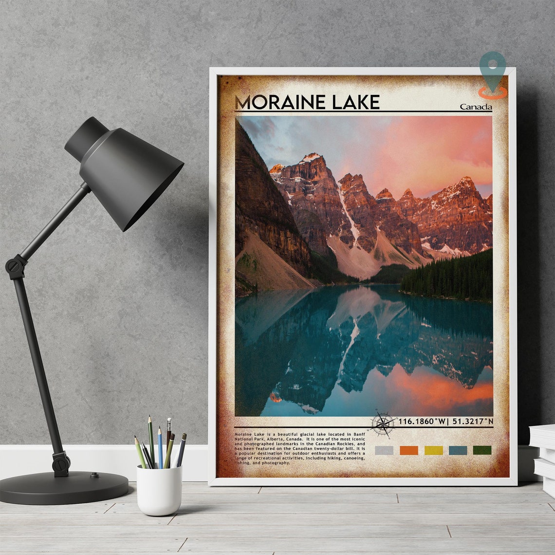 Moraine Lake Canada Banff Sunset Reflection Photo Travel Poster - Image 5
