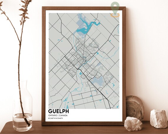 Guelph Ontario Canada Light Gray Minimalist City Map Home Decor Poster