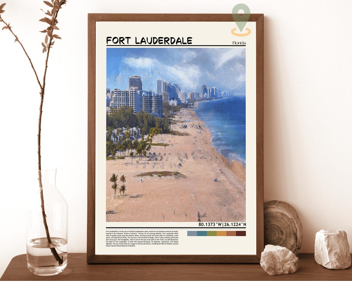 Fort Lauderdale Print Fort Lauderdale Poster Fort Lauderdale Wall Art Fort Lauderdale Travel Fort Lauderdale Art Print Florida Poster