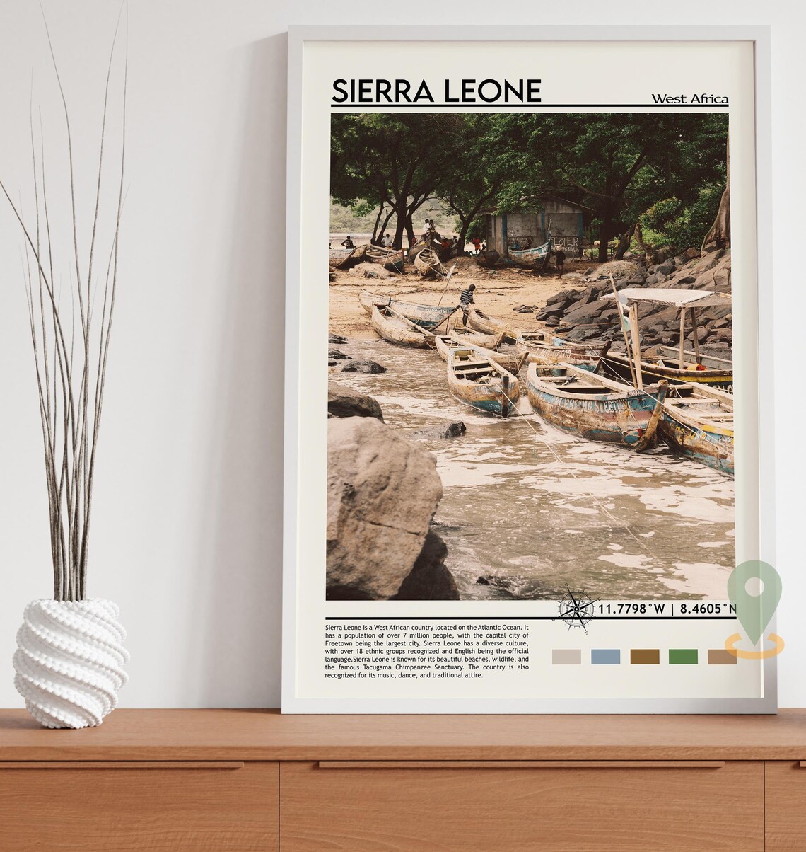 Sierra Leone West Africa Coastal Fishing Boats Travel Poster - Image 3