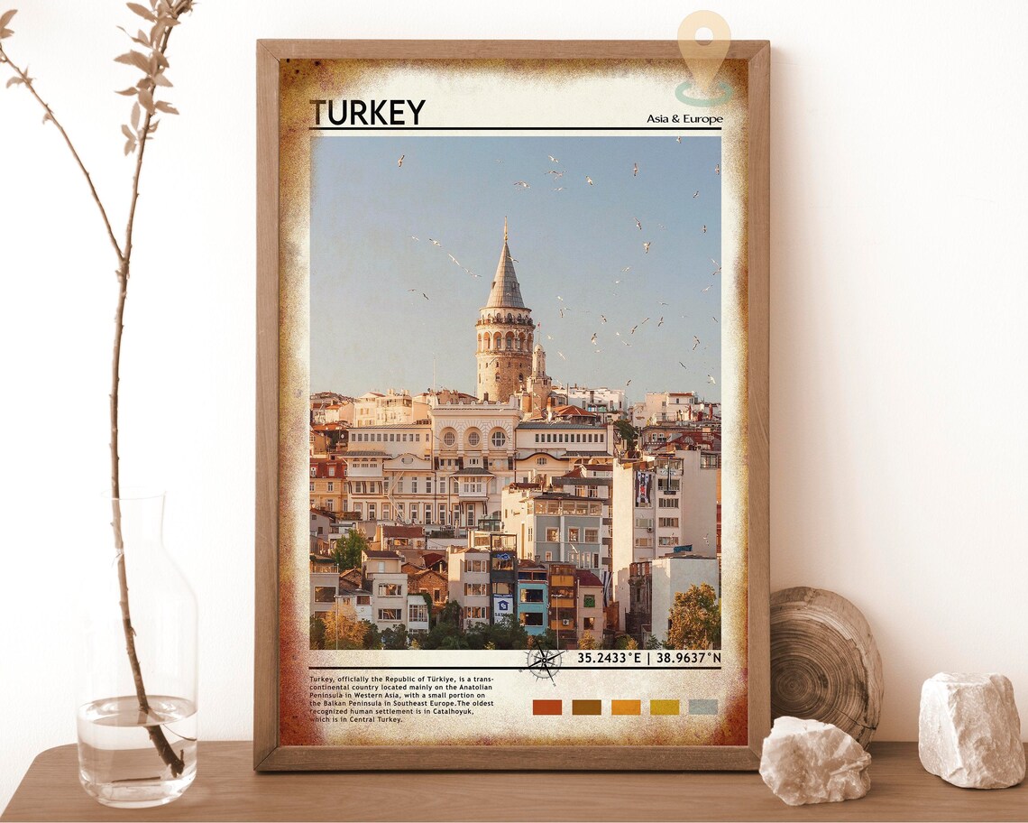 Turkey Galata Tower Istanbul Old Town Skyline Travel Poster View - Image 6
