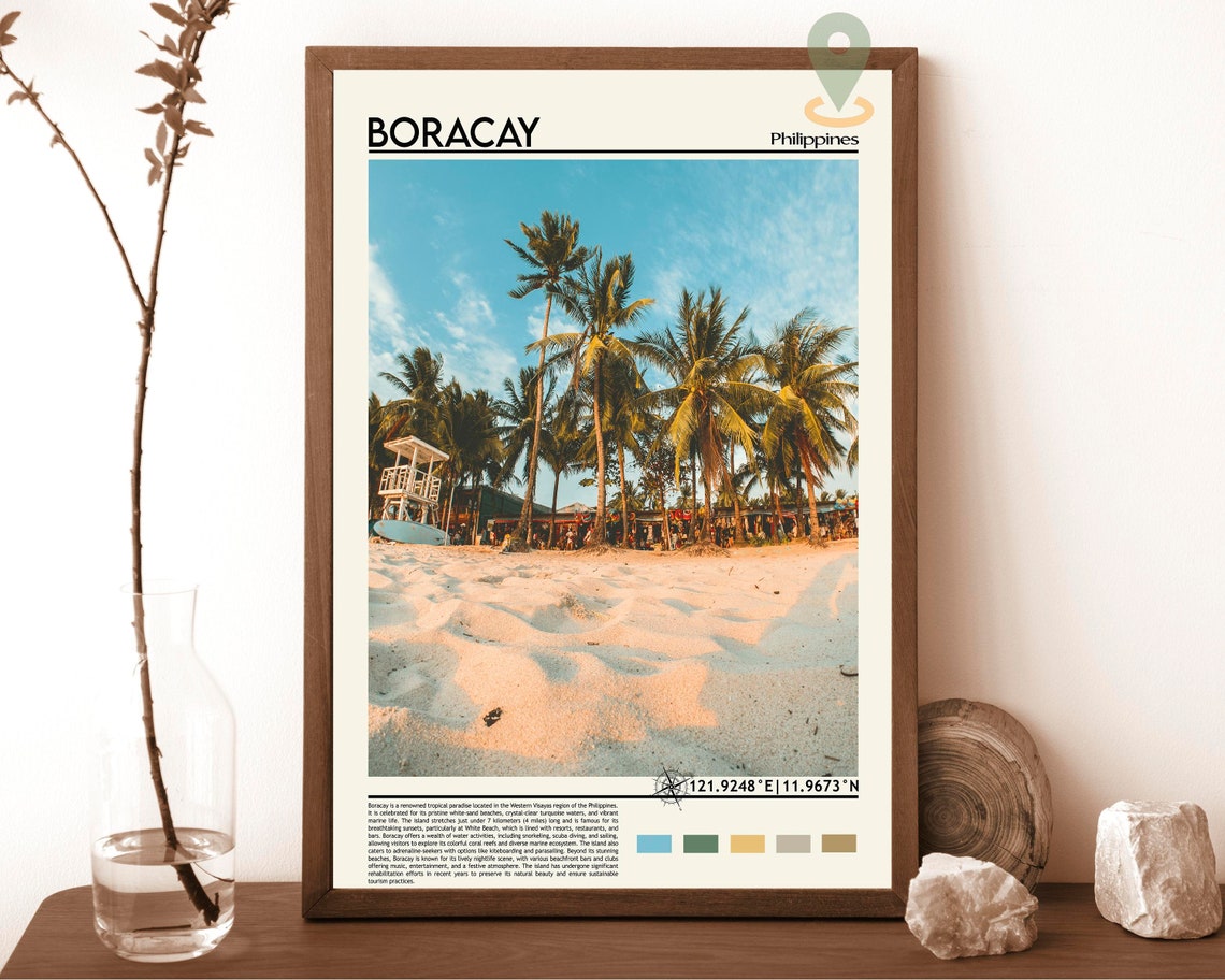 Boracay Philippines White Sand Beach Palms Photo Travel Poster