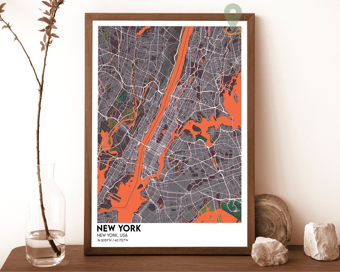 New York City Street Map Midnight Blue Modern Minimalist Poster - Image 5