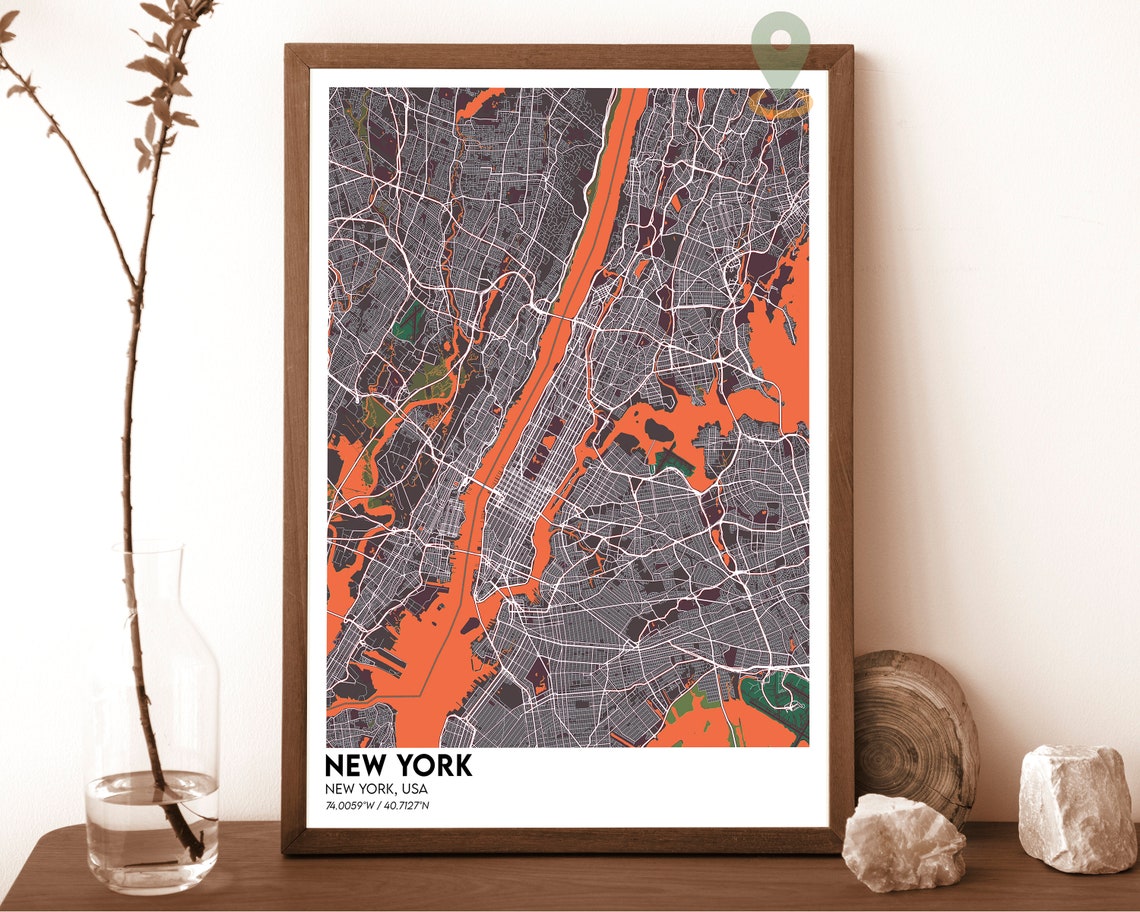 New York Map New York Map Print New York City Map New York Wall Art New York Travel Poster New York Poster New York City Poster - Image 5