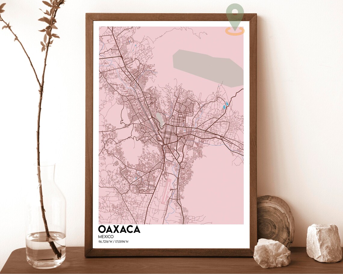 Oaxaca Mexico Midnight Blue Minimalist Street Map Travel Poster - Image 3