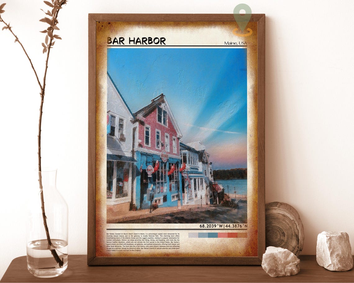 Bar Harbor Maine Scenic Waterfront Street Travel Photo Poster - Image 6