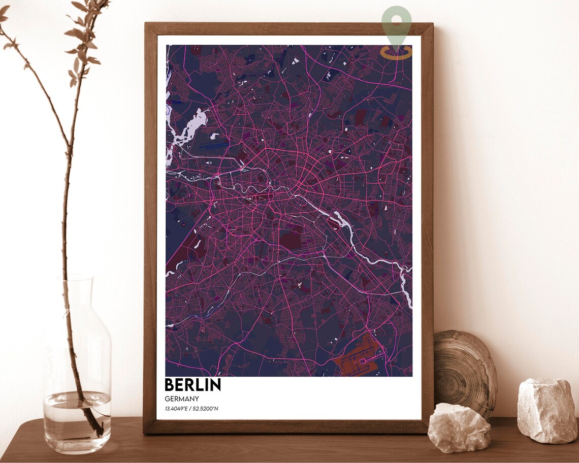 Berlin Germany City Street Map Modern Dark Art Print for European City Fans - Image 2