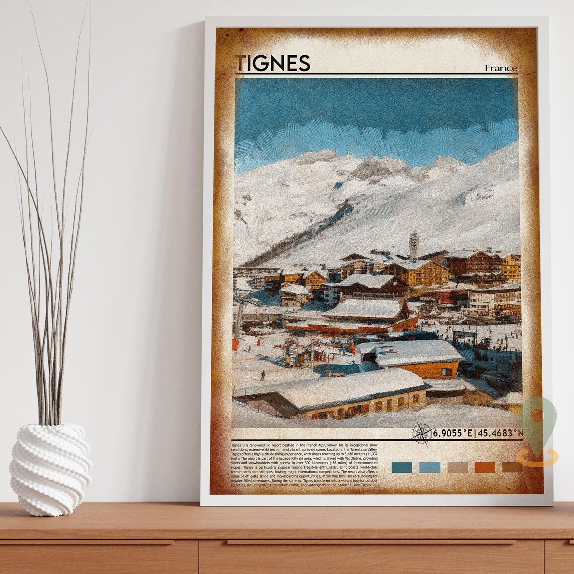 Tignes France Alpine Ski Village Snowy Peaks Resort Scene Poster - Image 4