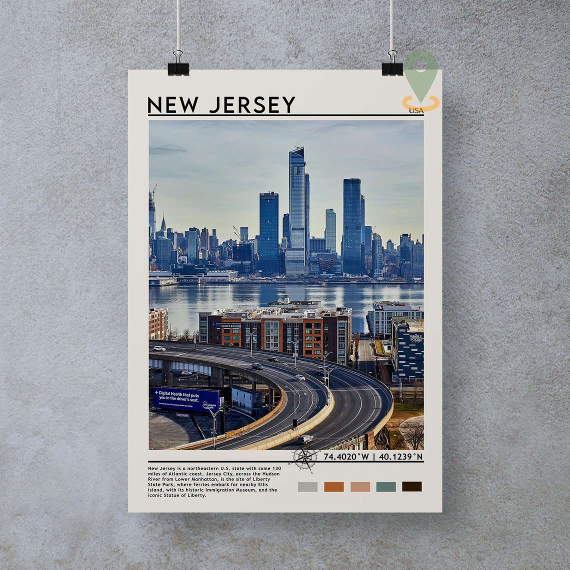 New Jersey Travel Poster New Jersey Print New Jersey Wall Art New Jersey Vintage Poster New Jersey Photo New Jersey Poster Print - Image 3