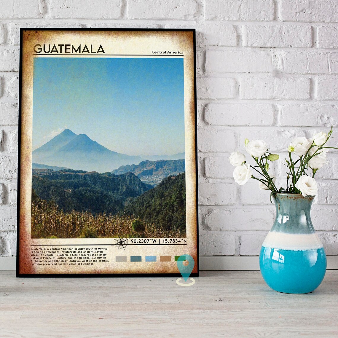 Guatemala Central America Twin Volcanoes Misty Highlands Poster - Image 5