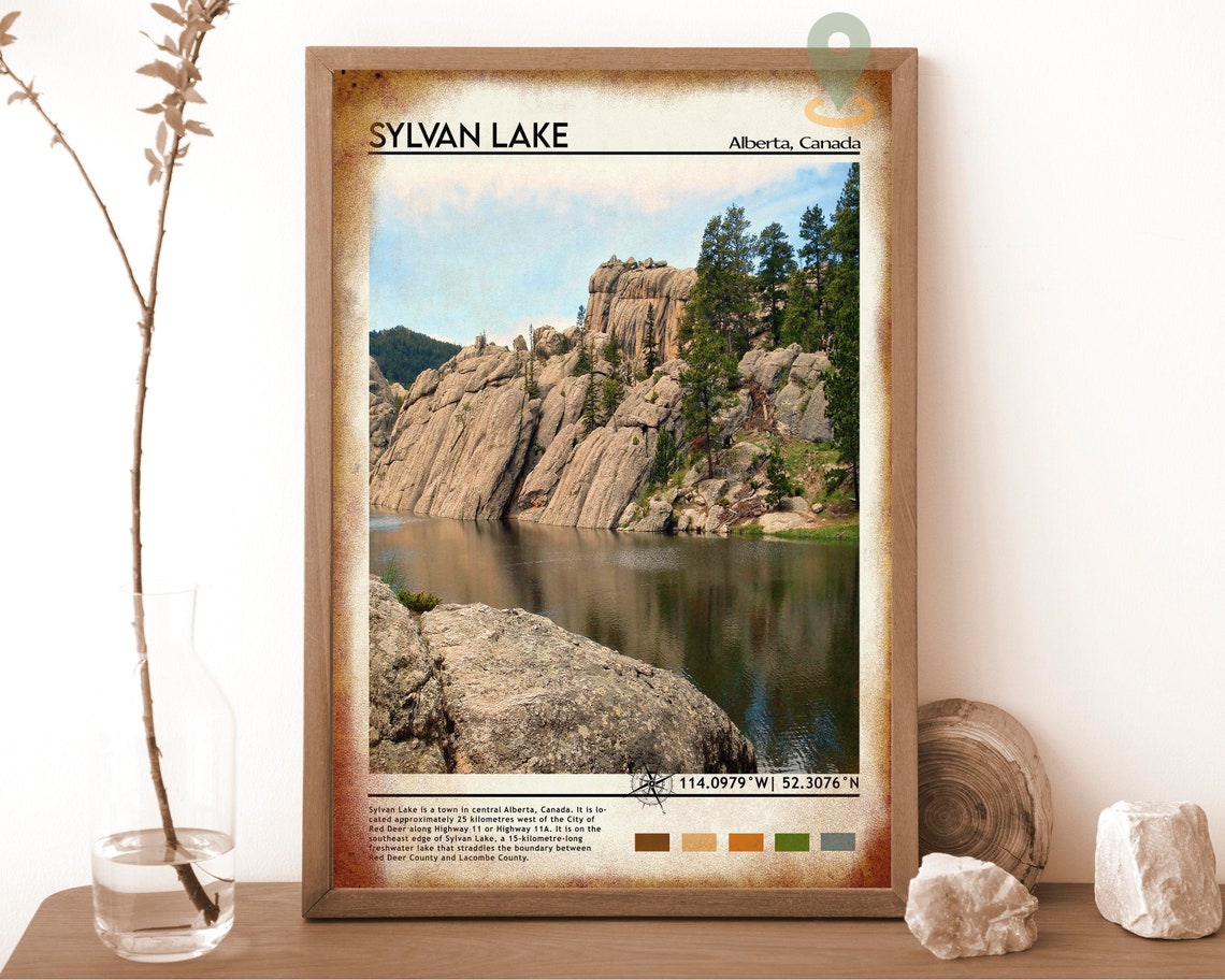 Sylvan Lake Alberta Canada Rocky Cliffs Lakeside Nature Poster - Image 6