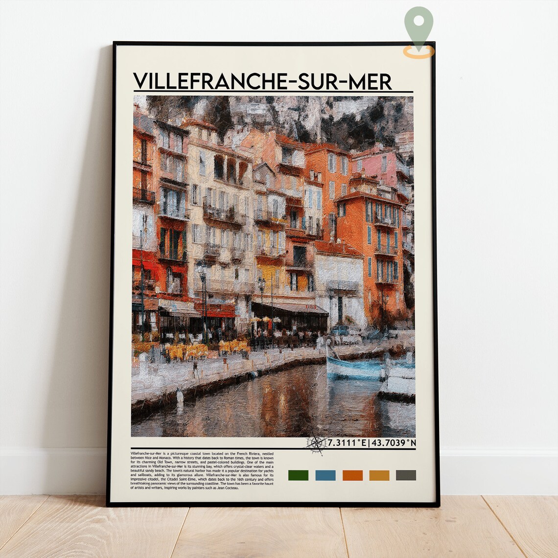 Villefranche Sur Mer French Riviera Painted Waterfront Travel Poster - Image 2