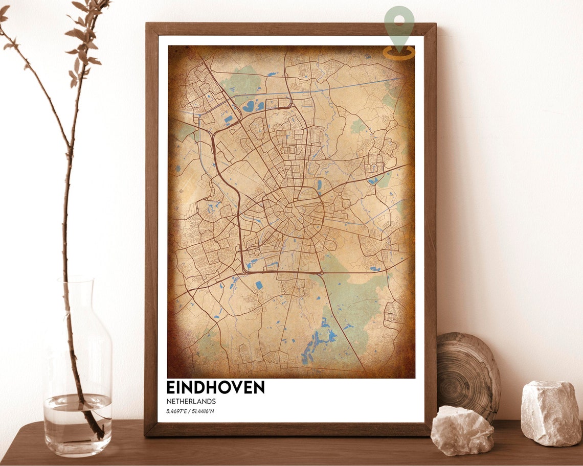 Eindhoven Netherlands Rose Cream Vintage City Map Street Poster - Image 6