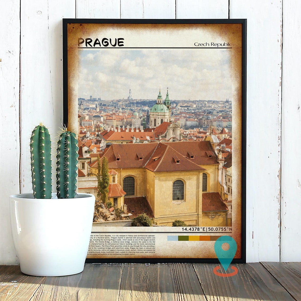 Prague Czech Republic Old Town Red Rooftops Baroque Spires Poster - Image 2