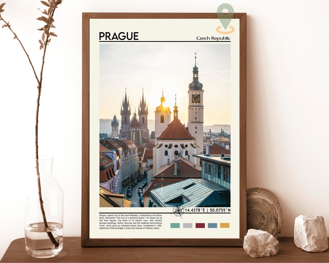 Prague Czech Republic Old Town Spires Rooftops Sunrise Poster