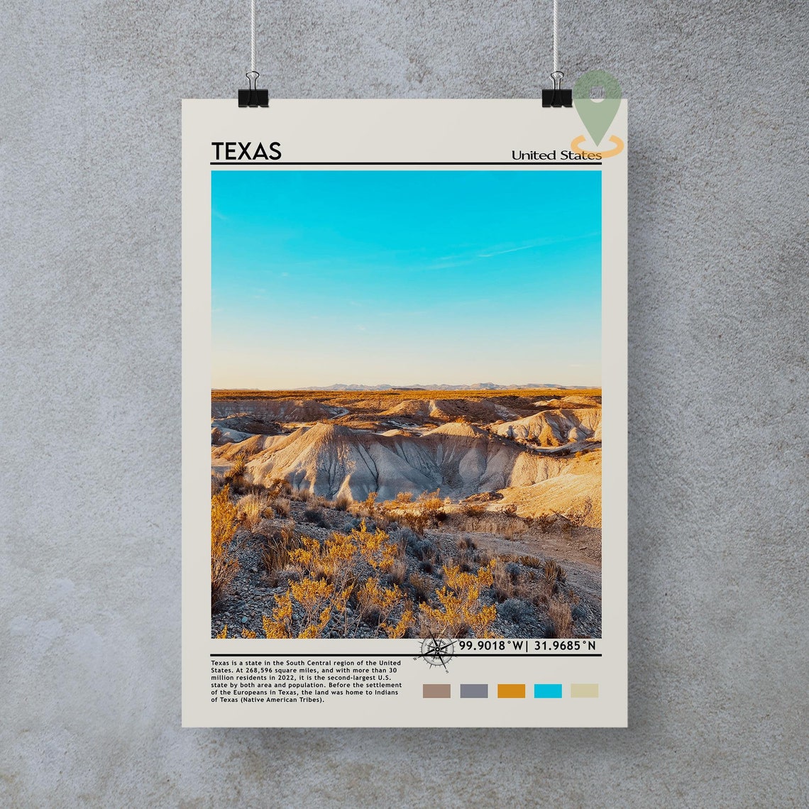 Texas USA Vast Desert Canyon Sunset Landscape Photo Art Poster - Image 5