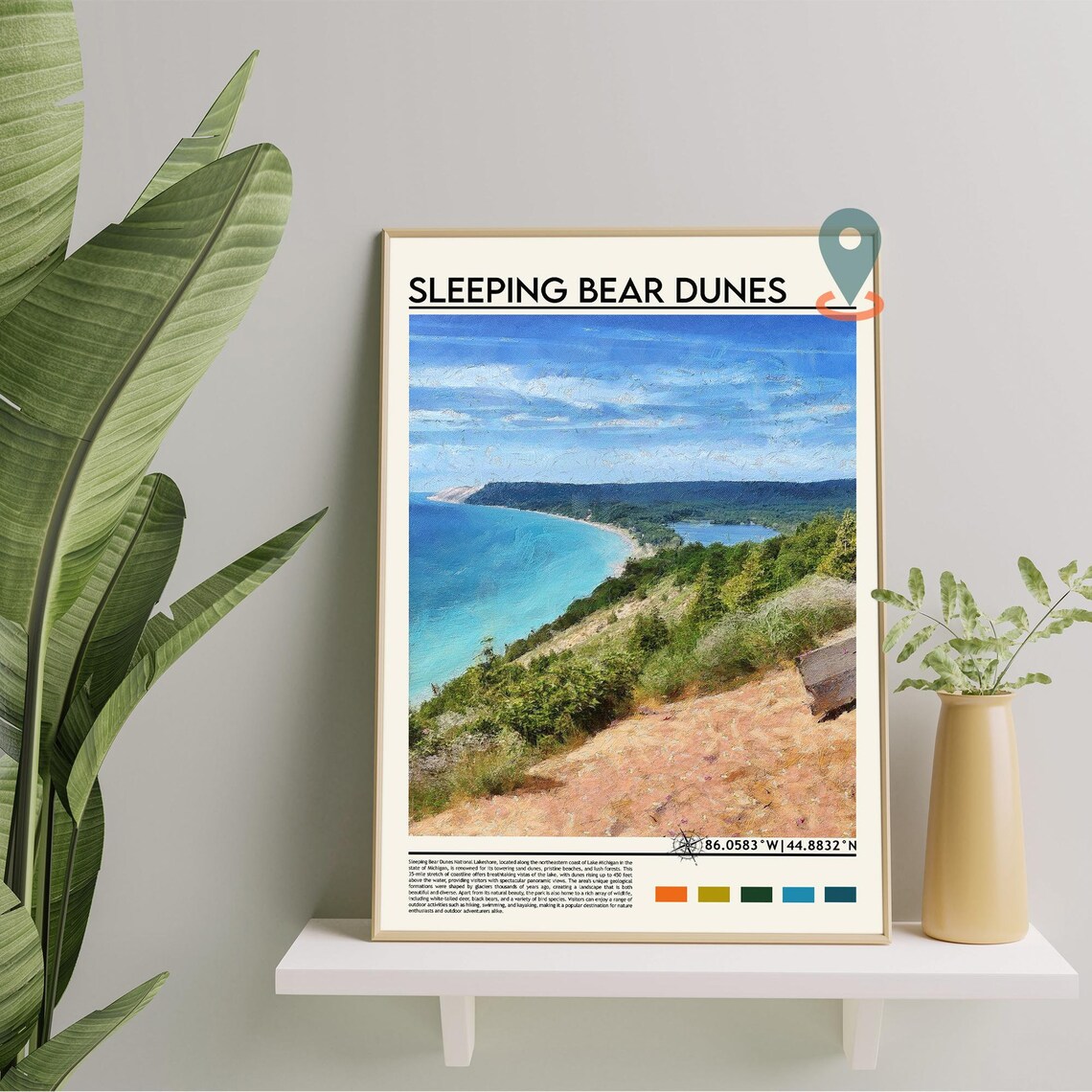 Sleeping Bear Dunes Michigan Lake Michigan Dunes Travel Poster - Image 3