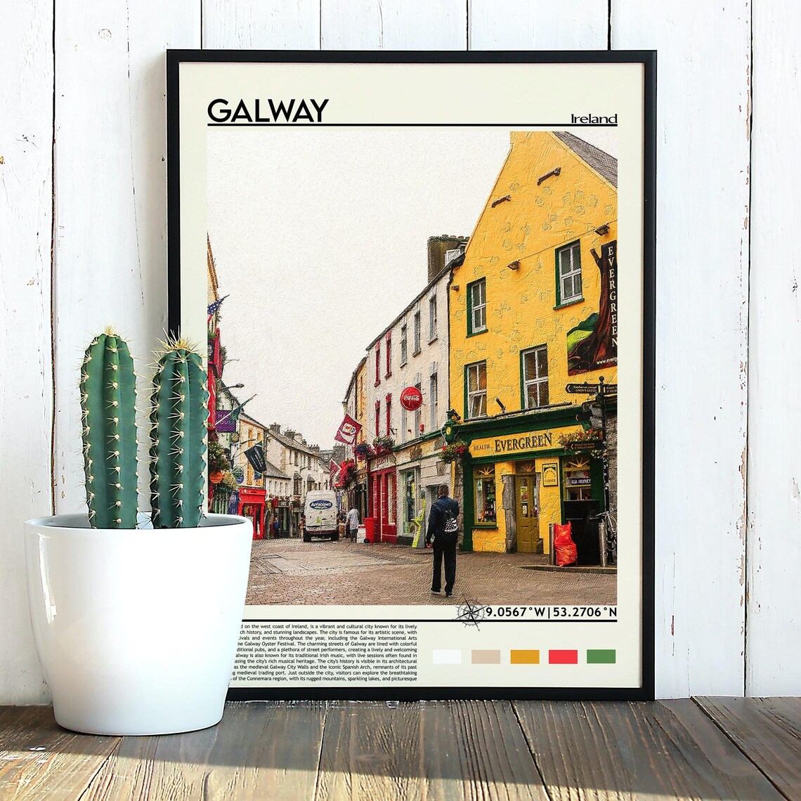 Galway Ireland Colorful Shop Street Old Town Scene Photo Poster - Image 3