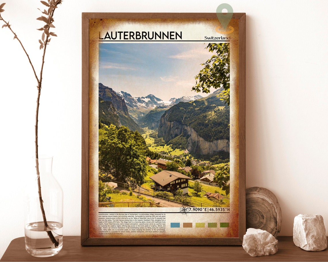 Lauterbrunnen Print Lauterbrunnen Poster Lauterbrunnen Wall Art Lauterbrunnen Travel Lauterbrunnen Art Print Switzerland Print - Image 6